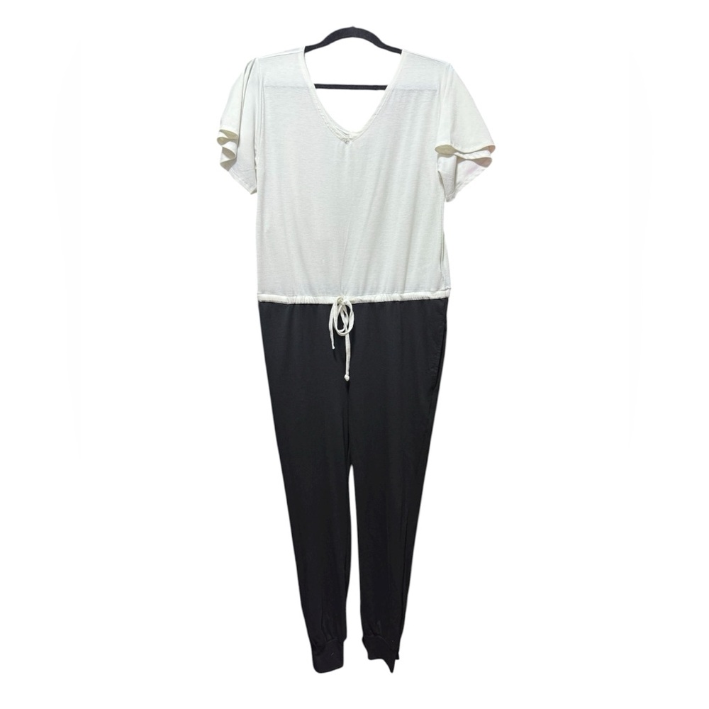 LuLaRoe Black and White V-Neck Jumpsuit